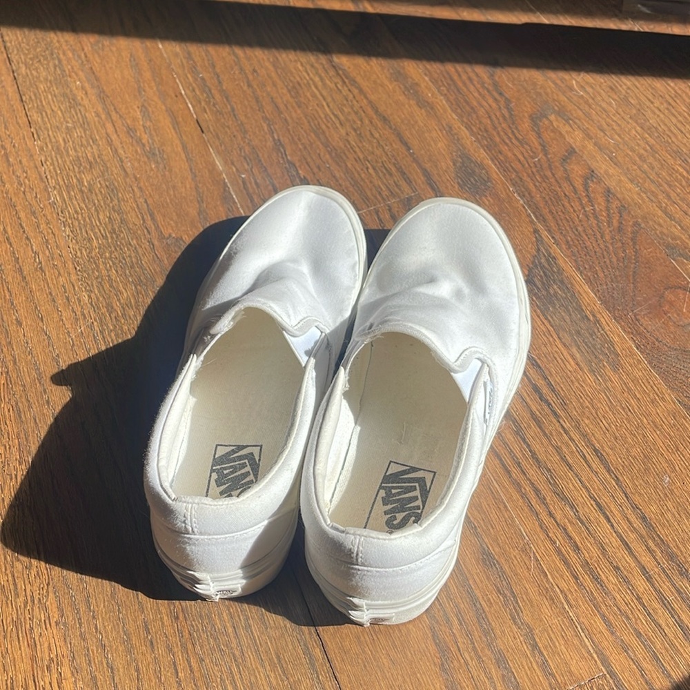 White slip on vans - women’s